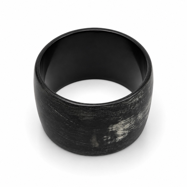AZIET -  Buffalo Horn & Lacquer Large Flat Bracelet in Washed Black