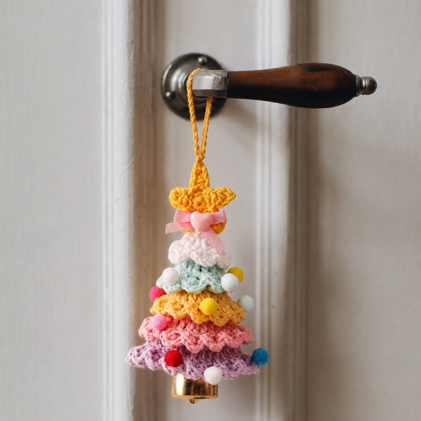 Macrame CHRISTMAS Ornament - CHRISTMAS Tree With Bell in Colorful