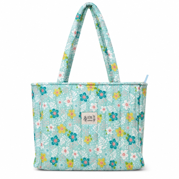 RỪNG HANDMADE - ‘Colorful Flower In Blue' Quilted Tote Bag