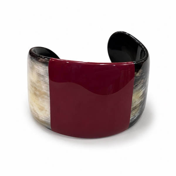 AZIET -  Buffalo Horn & Lacquer Cuff in Burgundy