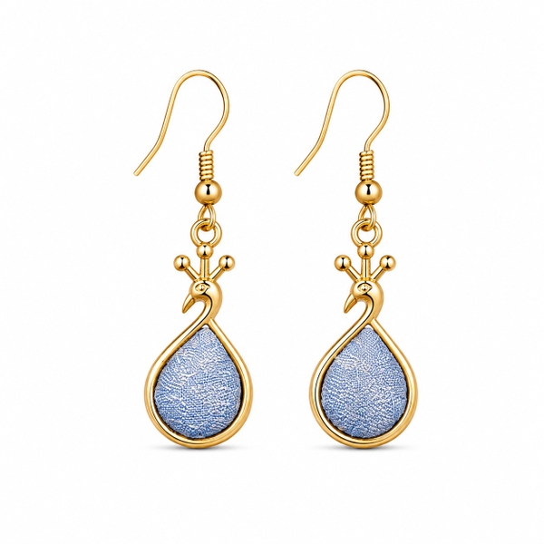 MỘC SAN - 16K Gold Plated & Silk Earrings in Baby Blue Swan