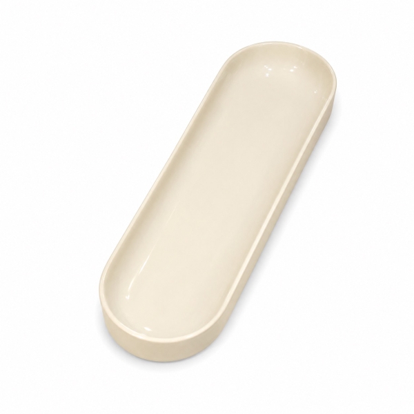BAT TRANG -  Ceramic Thick Oval Tray In Beige