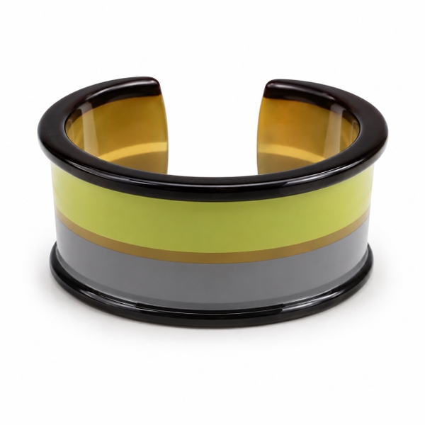 AZIET -  Buffalo Horn & Lacquer Cuff In Neon Green & Grey