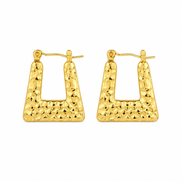 MIALIE - 18K Gold Plated Textured Trapezoid Earrings