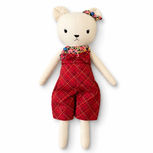 RUNG HANDMADE - Misa Bear in Red Gingham Jumpsuit