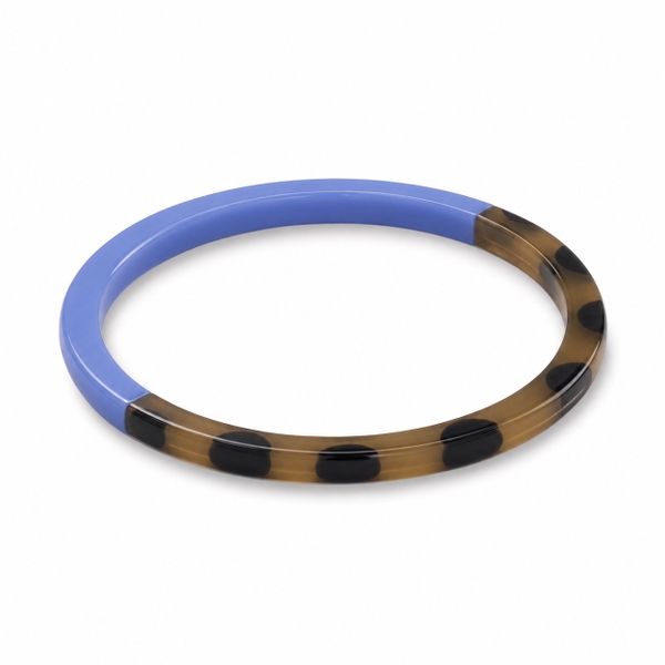 AZIET - Buffalo Horn & Lacquer Slim Bracelet in Baby Blue & Leopard