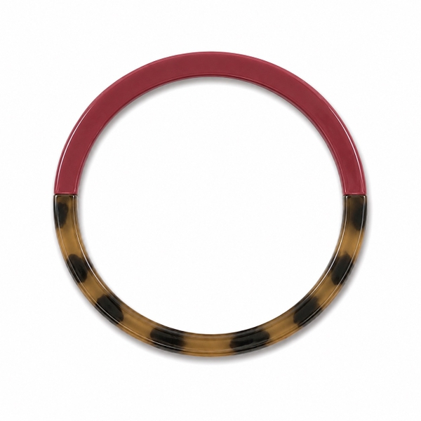 AZIET - Buffalo Horn & Lacquer Slim Bracelet in Brick & Leopard