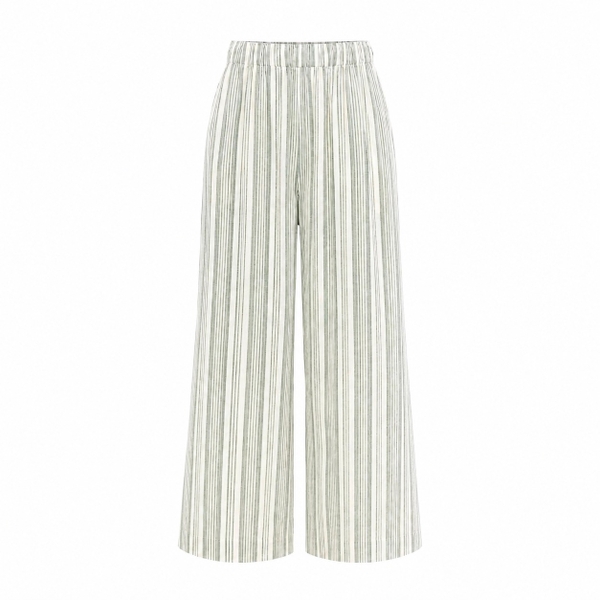 HUMANITY HANOI -  Linen Wide Leg Pants in Stripe Green
