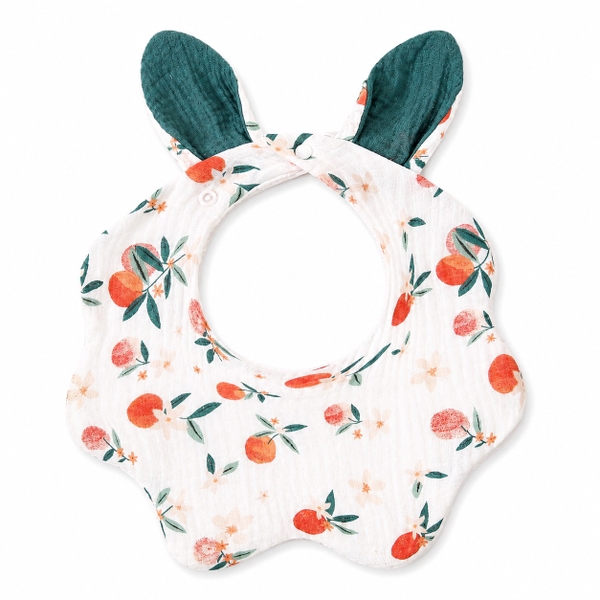 KID & BABY - Muslin Bunny Bib in Tangerine