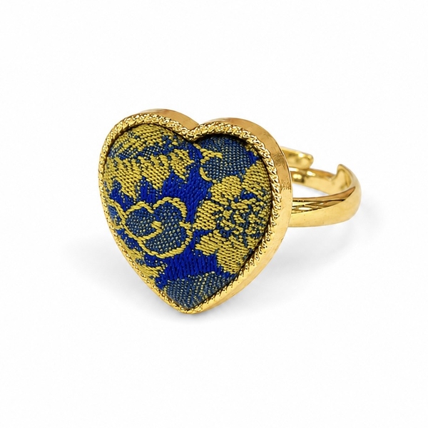 MỘC SAN - 16K Gold Plated & Silk Ring in Royal Blue Heart