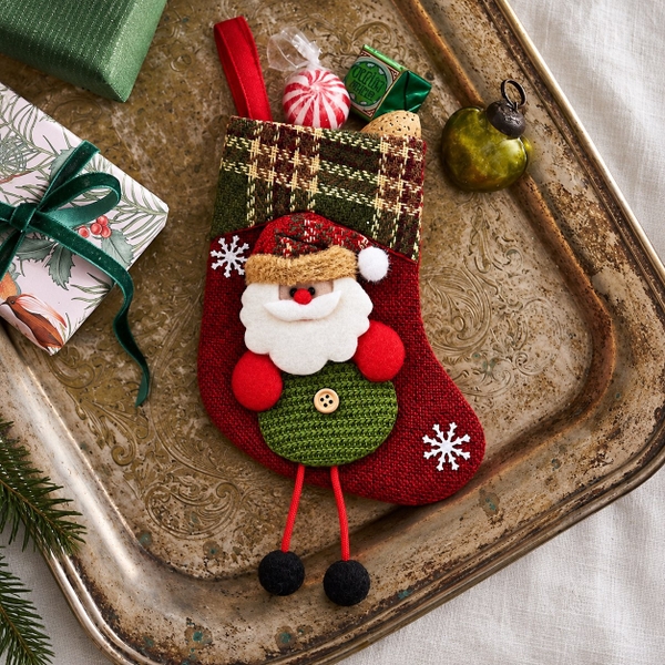 CHRISTMAS - Small Wool Stocking in Santa