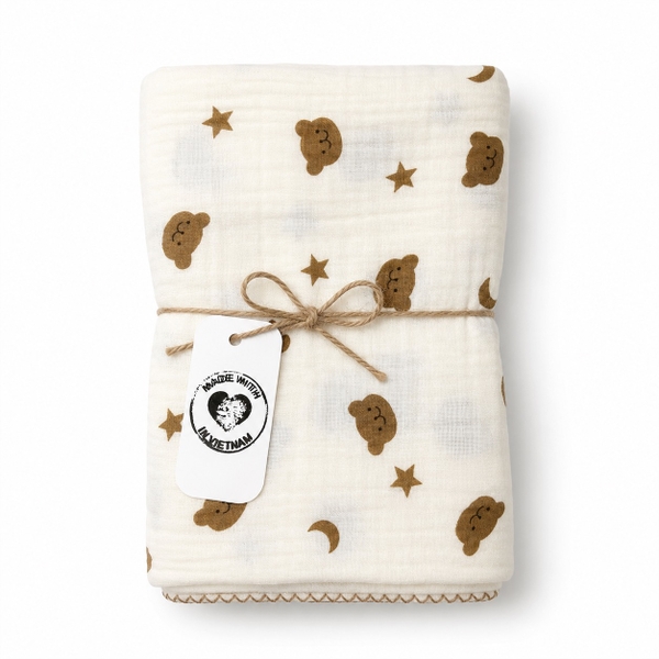 Muslin Blanket For Babies - Star & Moon Bear
