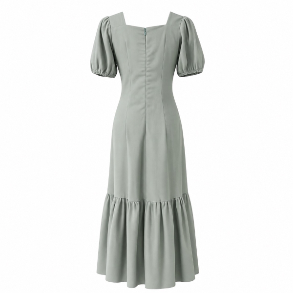 HUMANITY HANOI - Square Neck Linen Dress In Blue