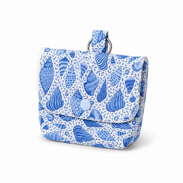 RUNG HANDMADE - 'Blue Seashell' Wallet Keychain With Flap