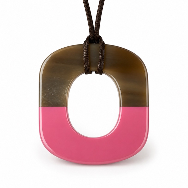 AZIET -  Buffalo Horn & Lacquer Necklace In Pink