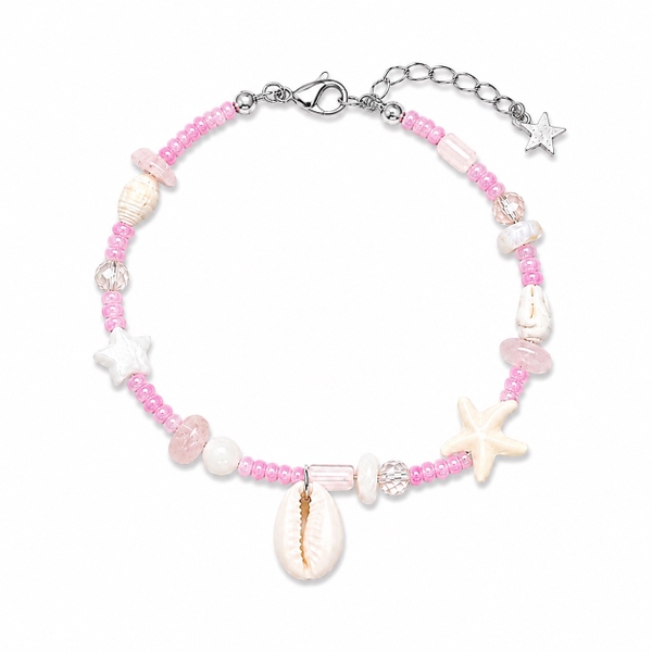 MERMAID - 'Azuze - Pink' Glass Bead & Natural Gemstone Bracelet