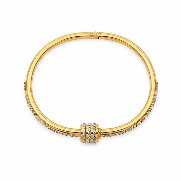 MIALIE - 18K Gold Plated Crystal Pave Bangle