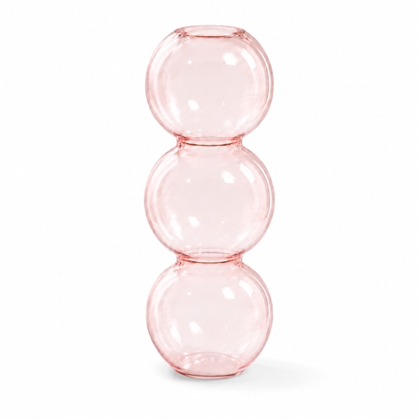 Short Bubble Glass Vase in Pink