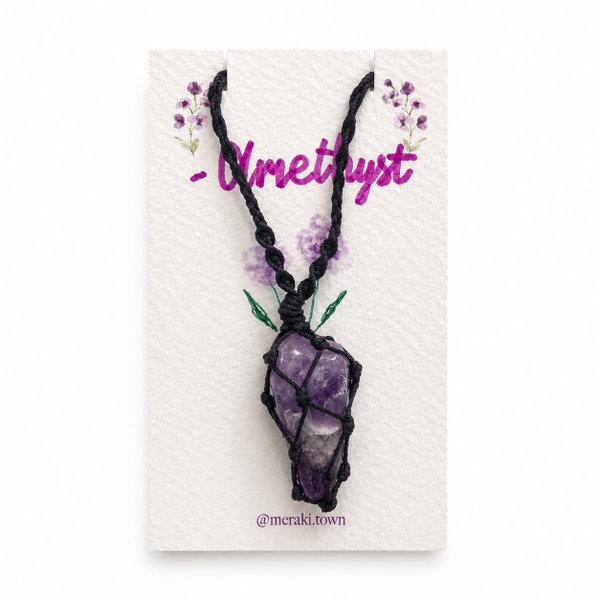 MERAKI TOWN - Macrame Necklace With Amethyst Stone