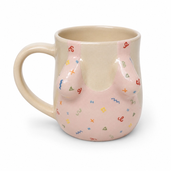 MEOW POTTERY - Monokini Mug in Pink With Colorful Confetti