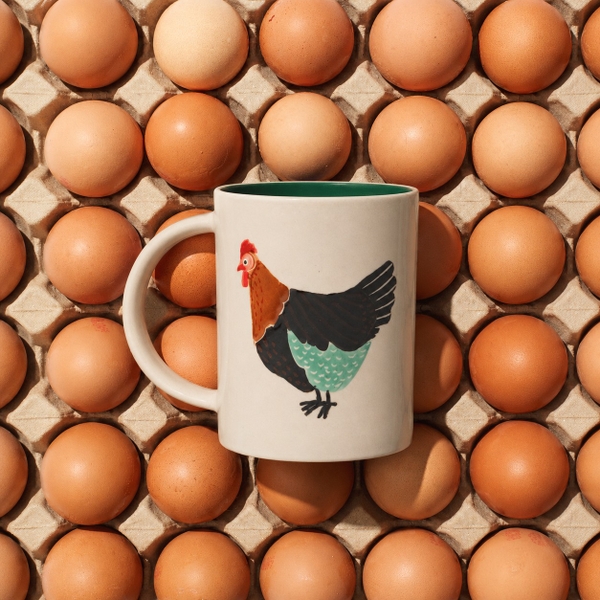 BÁT TRÀNG CERAMIC - Tall Mug in Green Chicken