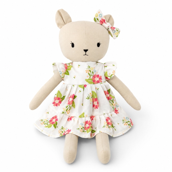 RUNG HANDMADE - Misa Bear in White Floral Dress
