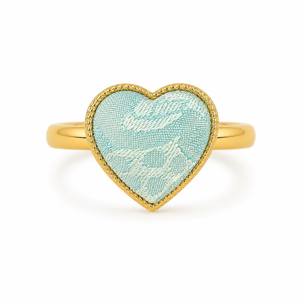 MỘC SAN - 16K Gold Plated & Silk Ring in Mint Green Heart