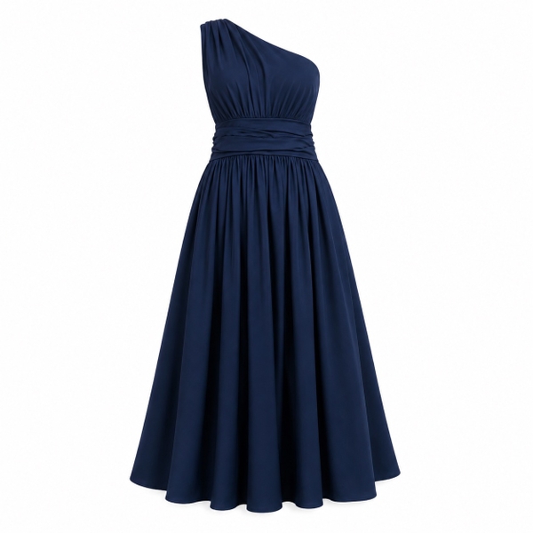 HUMANITY HANOI -  Linen One-Shoulder Maxi Dress in Navy
