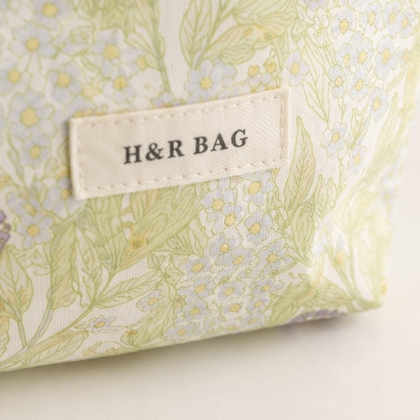 Make Up Purse - Green Leaf & Lilac Flower