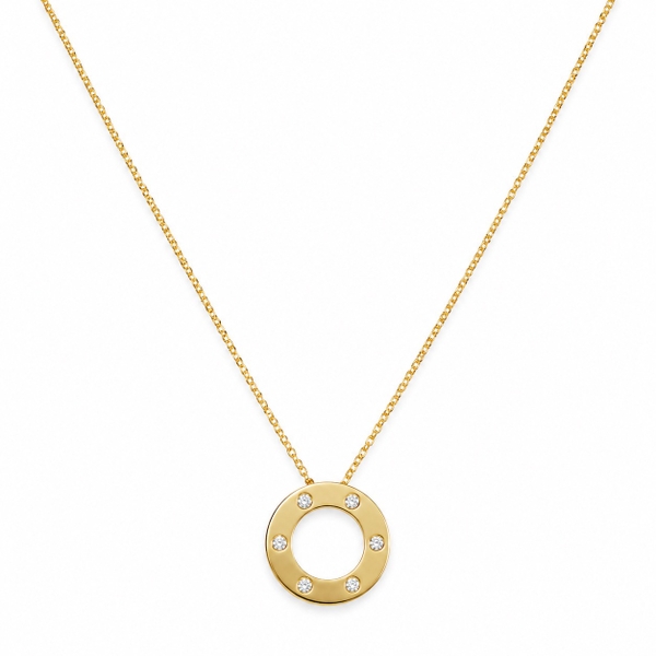 ROUGE - 18K Gold Plated Necklace With Hollow Round Pendant
