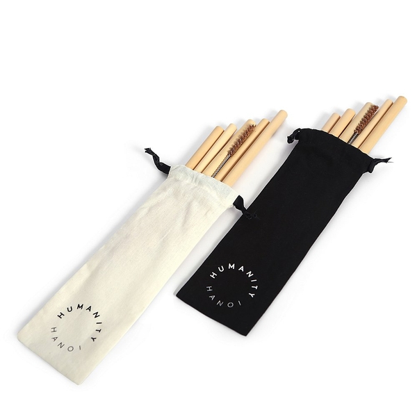 Reusable Organic Bamboo Straws - Black