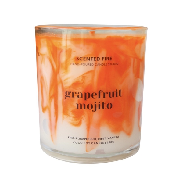 Scented Fire - ‘Marble Grapefruit Mojito’ Glass Jar Scented Candle