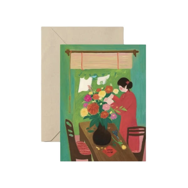 I Have Been There - 'Woman With Dahlia Flower' Greeting Card
