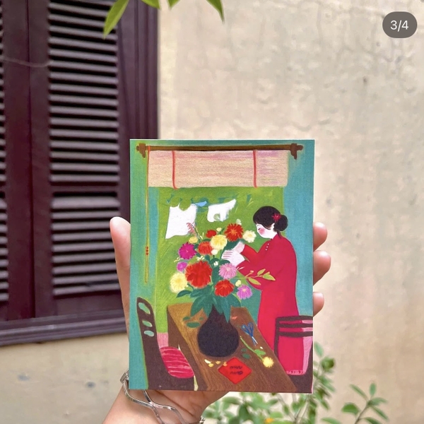 I Have Been There - 'Woman With Dahlia Flower' Greeting Card