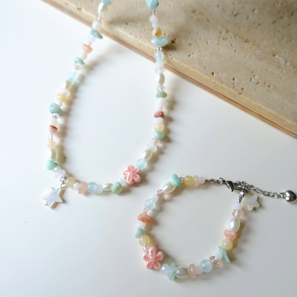 MERMAID - 'Tropica' Natural Gemstone & Ceramic Charm Bracelet