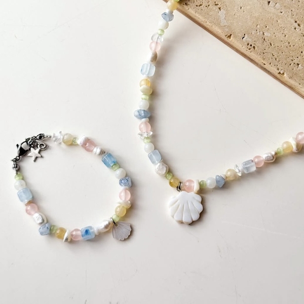 MERMAID - 'Cloud' Natural Gemstone & Pearl Bracelet