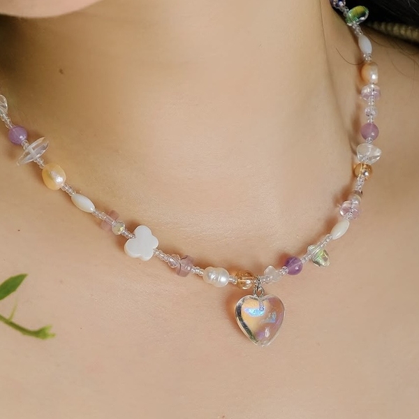 MERMAID - 'Lush' Natural Gemstone & Pearl Necklace