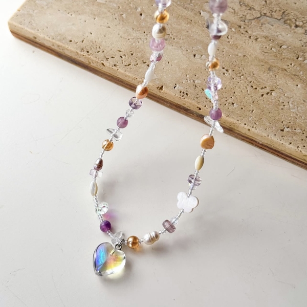 MERMAID - 'Lush' Natural Gemstone & Pearl Necklace
