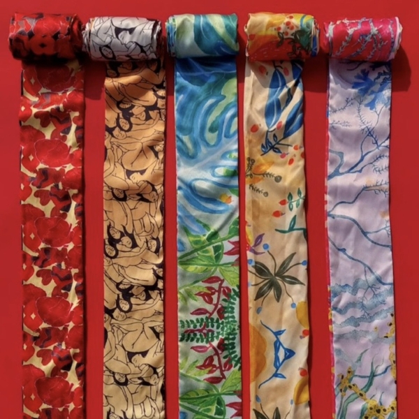 LY VU -  “Woman Words” Silk Twilly Scarf