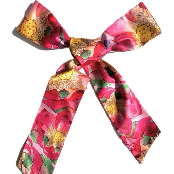 LY VU -  “Lotus Land” Silk Twilly Scarf