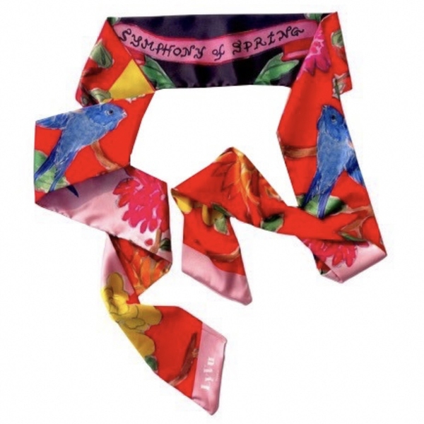 LY VU -  “Symphony Of Spring” Silk Twilly Scarf