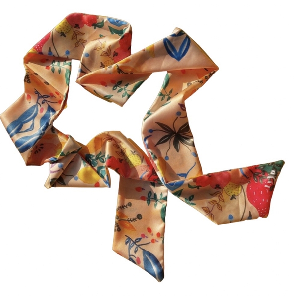 LY VU -  “Tropical Fruit” Silk Twilly Scarf