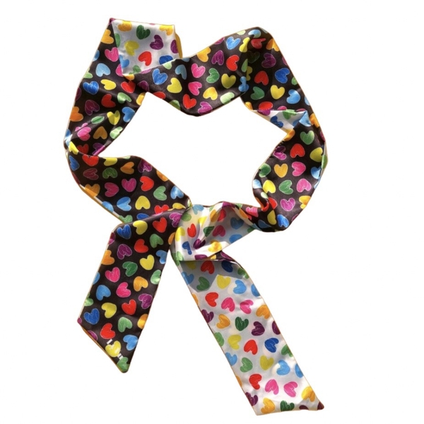 LY VU -  “Colorful Healing Hearts” Silk Twilly Scarf