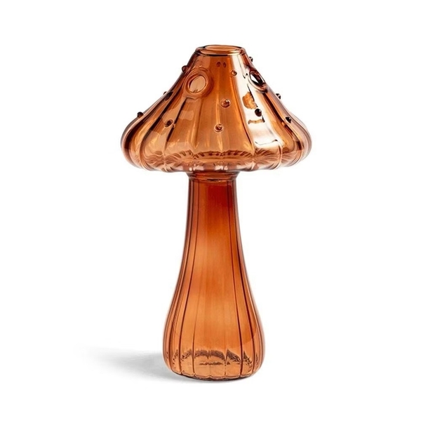 Mushroom Glass Vase in Brown