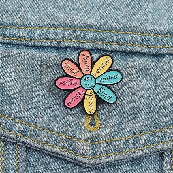 ENAMEL PIN - Affirmation Flower In Coloful