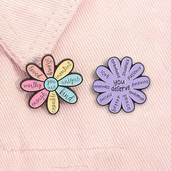 ENAMEL PIN - Affirmation Flower In Purple