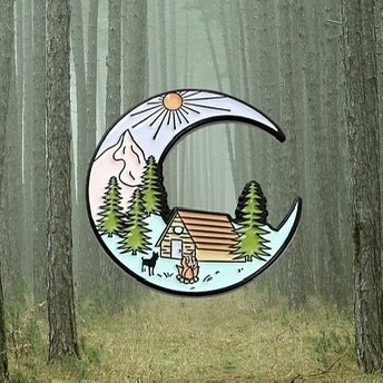 ENAMEL PIN - Camping Scene In Moon Shape