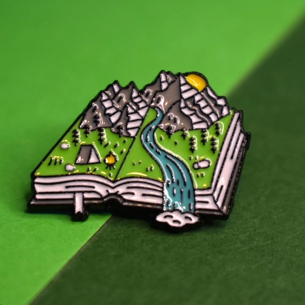 ENAMEL PIN - Book With Moutains