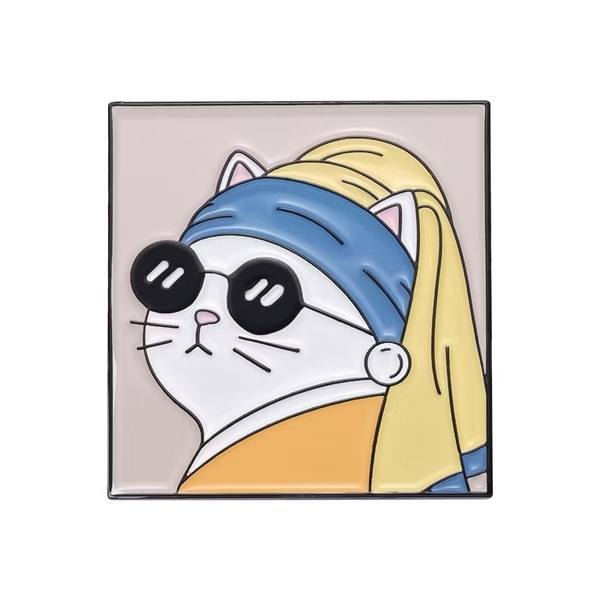 ENAMEL PIN - Cat With Pearl Earrings