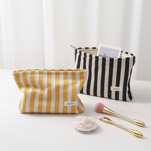 Make Up Purse - Yellow Striped